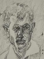 MALE PORTRAIT INK DRAWING BY ABRAHAM WALKOWITZ