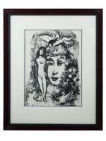 RUSSIAN FRENCH CLOWN BW LITHOGRAPH BY MARC CHAGALL