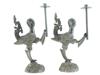 ANTIQUE SILVERED BRONZE SCULPTURAL CANDLE STICKS PIC-0