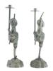 ANTIQUE SILVERED BRONZE SCULPTURAL CANDLE STICKS PIC-2