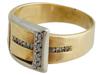 TWO TONE 14K GOLD DIAMOND BAND BELT BUCKLE RING PIC-0