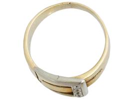 TWO TONE 14K GOLD DIAMOND BAND BELT BUCKLE RING