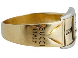 TWO TONE 14K GOLD DIAMOND BAND BELT BUCKLE RING