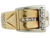 TWO TONE 14K GOLD DIAMOND BAND BELT BUCKLE RING PIC-1