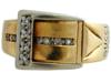 TWO TONE 14K GOLD DIAMOND BAND BELT BUCKLE RING PIC-2