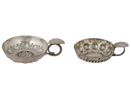 ANTIQUE FRENCH SILVER TASTEVIN WINE TASTING BOWLS