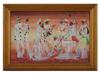 MID CENTURY MIXED MEDIA PAINTING CLOWNS SIGNED PIC-0