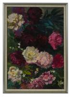 1976 STILL LIFE PAINTING PEONIES EKATERINA ZERNOVA