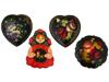 4 RUSSIAN TRADITIONAL HAND PAINTED WOODEN BADGES PIC-0