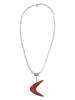 MODERN 925 STERLING SILVER NECKLACE W WOOD PENDANT PIC-1