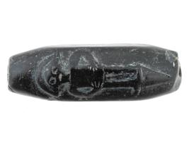 ANCIENT CYLINDER SEAL CARVED FROM BLACK STONE