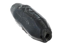 ANCIENT CYLINDER SEAL CARVED FROM BLACK STONE