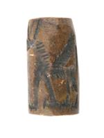 ANCIENT CYLINDER SEAL CARVED FROM BROWN STONE