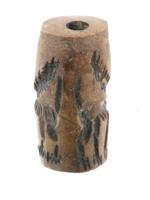 ANCIENT CYLINDER SEAL CARVED FROM BROWN STONE