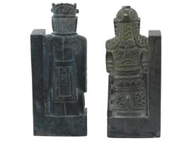 VINTAGE CHINESE SOAPSTONE SCULPTED BOOKENDS SET