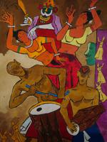 1998 INDIAN ACRYLIC PAINTING BY MAQBOOL FIDA HUSAIN