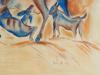 INDIAN PASTEL PAINTING OF BULLS BY SOMNATH HORE PIC-2