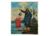 ANTIQUE 19TH CENTURY DOUBLE SIDED ICON ON CANVAS PIC-0