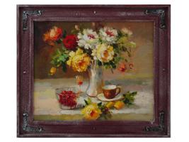 CONTEMPORARY FLORAL STILL LIFE OIL PAINTING FRAMED