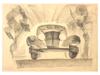 CZECH JOSEF CAPEK CAR PAINTING ON PAPER 1930S PIC-1