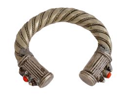 CENTRAL ASIAN TURKMEN CORAL SILVER JEWELRY BRACELET