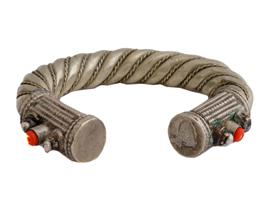 CENTRAL ASIAN TURKMEN CORAL SILVER JEWELRY BRACELET