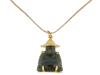 AMERICAN GOLD PLATED JADE BUDDHA PENDANT NECKLACE PIC-1
