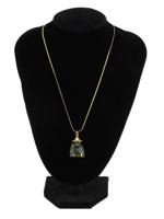 AMERICAN GOLD PLATED JADE BUDDHA PENDANT NECKLACE