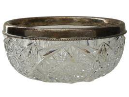 ANTIQUE GORHAM STERLING SILVER CRYSTAL CANDY BOWL