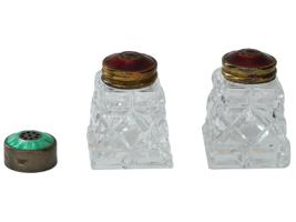 SCANDINAVIAN STERLING SILVER CRYSTAL SALT SHAKERS