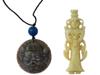 LOT OF CHINESE CARVED JADE JADEITE PENDANTS NECKLACE PIC-1