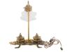 BRONZE HOLLYWOOD REGENCY TABLE LAMP W INKWELL PIC-3
