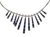 VINTAGE NATIVE AMERICAN GEMSTONE INLAID SILVER NECKLACE PIC-2