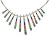 VINTAGE NATIVE AMERICAN GEMSTONE INLAID SILVER NECKLACE PIC-3