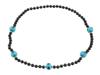 VINTAGE BLACK ONYX AND TURQUOISE BEADED NECKLACE PIC-2