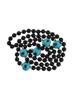 VINTAGE BLACK ONYX AND TURQUOISE BEADED NECKLACE PIC-1