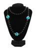 VINTAGE BLACK ONYX AND TURQUOISE BEADED NECKLACE PIC-0