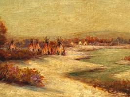 AMERICAN INDIAN OIL PAINTING BY JOSEPH HENRY SHARP