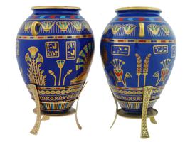 VINTAGE 24K PORCELAIN GOLDEN VASES OF BAST AND FALCON