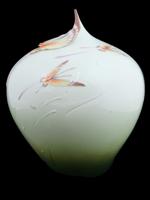 VINTAGE FRANZ JEN WOO PORCELAIN BUTTERFLY VASE