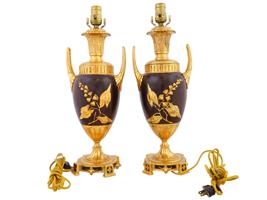 EUROPEAN ORMOLU PATINATED BRONZE VASE FORM LAMPS