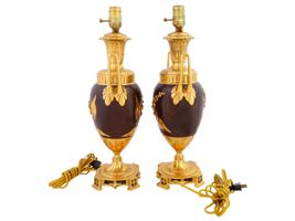 EUROPEAN ORMOLU PATINATED BRONZE VASE FORM LAMPS