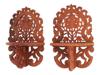 PAIR OF VINTAGE CARVED WOOD FOLDING WALL SHELVES PIC-0