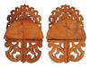 PAIR OF VINTAGE CARVED WOOD FOLDING WALL SHELVES PIC-1