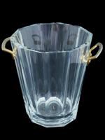 VTG FRENCH BACCARAT CRYSTAL ICE BUCKET BRONZE HANDLES