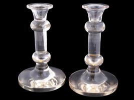 PAIR OF OVERSIZED PARTY DECOR GLASS CANDLE STICKS