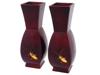 PAIR OF JAPANESE CRICKET DESIGN ENAMELED METAL VASES PIC-1