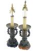 PAIR OF ANTIQUE JAPANESE MEIJI PERIOD BRONZE LAMPS PIC-1