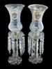 ANTIQUE CRYSTAL GLASS LUSTER LAMPS WITH COATS OF ARMS PIC-0