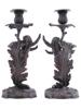 ANTIQUE FRENCH BRONZE CHERUB AND ACANTHUS CANDLESTICKS PIC-3